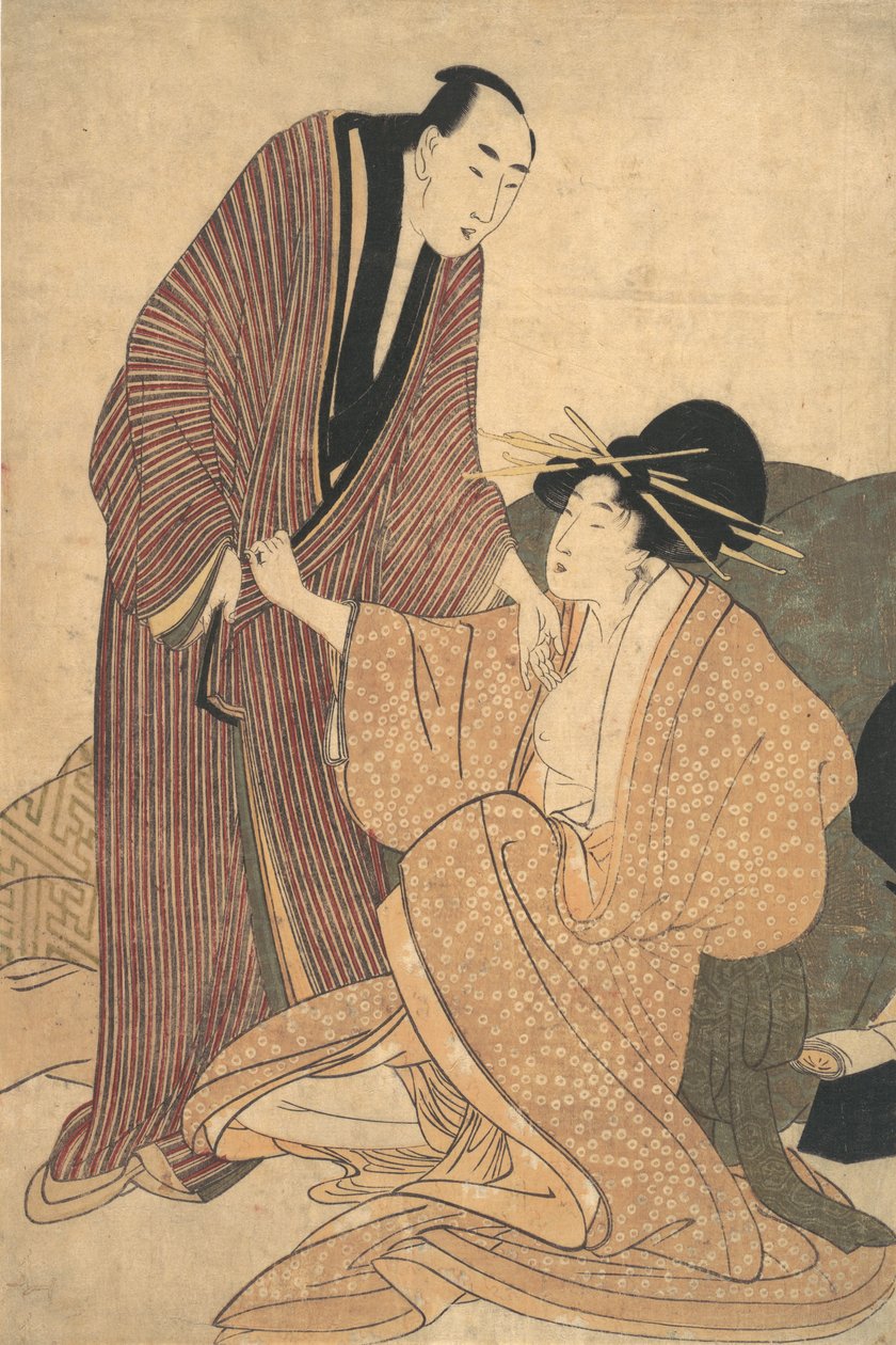 Afsked mellem elskere: Courtesan og hendes elsker, ca. 1800. af Kitagawa Utamaro