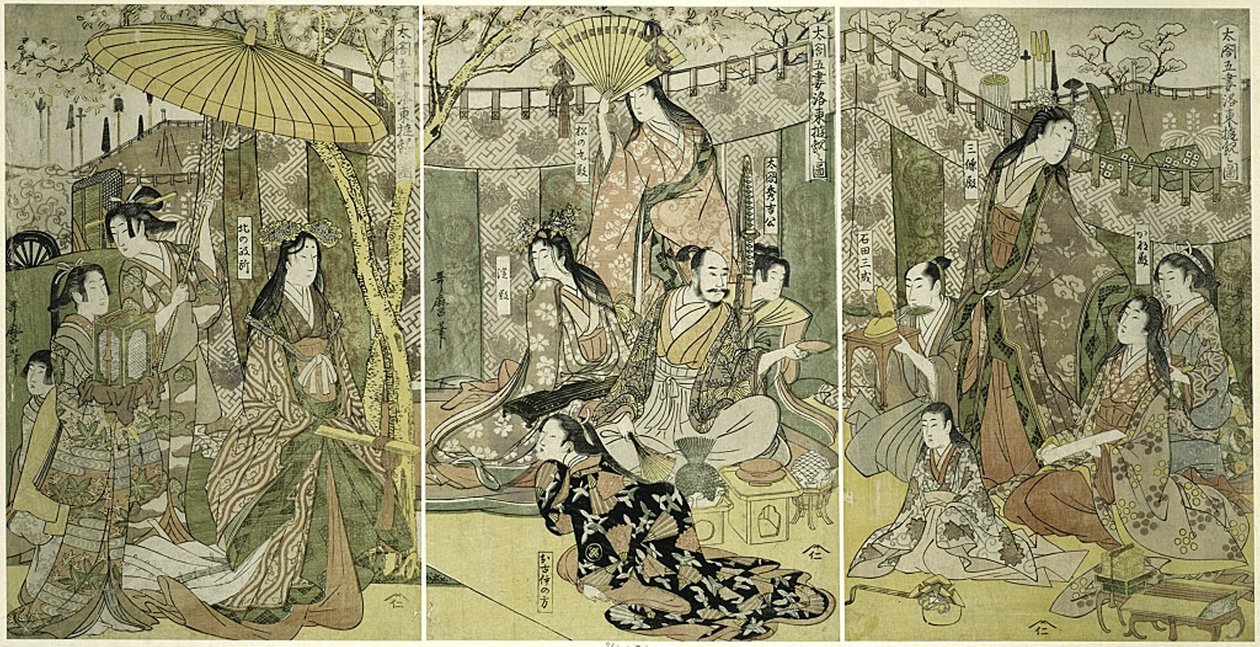 Dag C F Hideyoshi Plan D Udgifter Fem koner ser Chery Bosso MS på Higashiyama af Kitagawa Utamaro