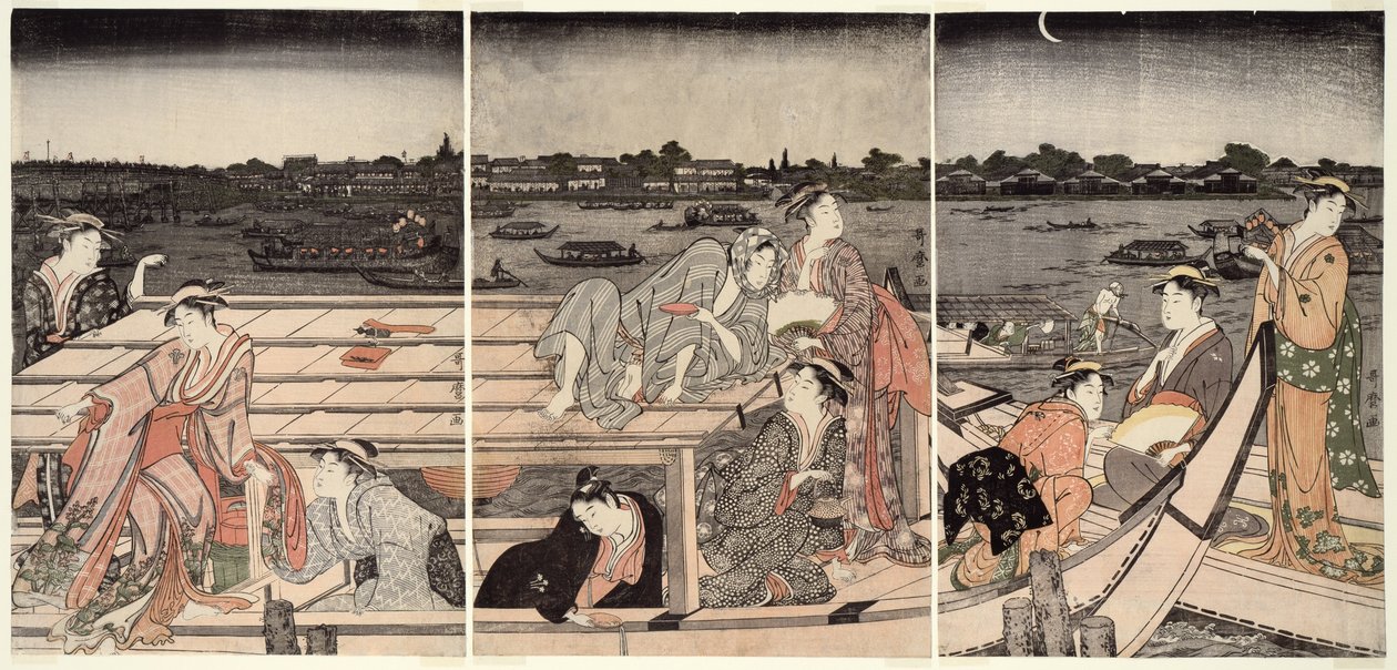 Lystsejlads på Sumida-floden af Kitagawa Utamaro