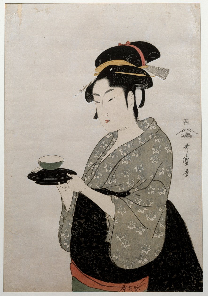 Portræt af Mother Wire. Portræt af en kvinde. Japansk tryk af Utamaro Kitagawa (1753 - 1806) Ukiyo-E stil, ca. 1793. Paris, Guimet Museum af Kitagawa Utamaro