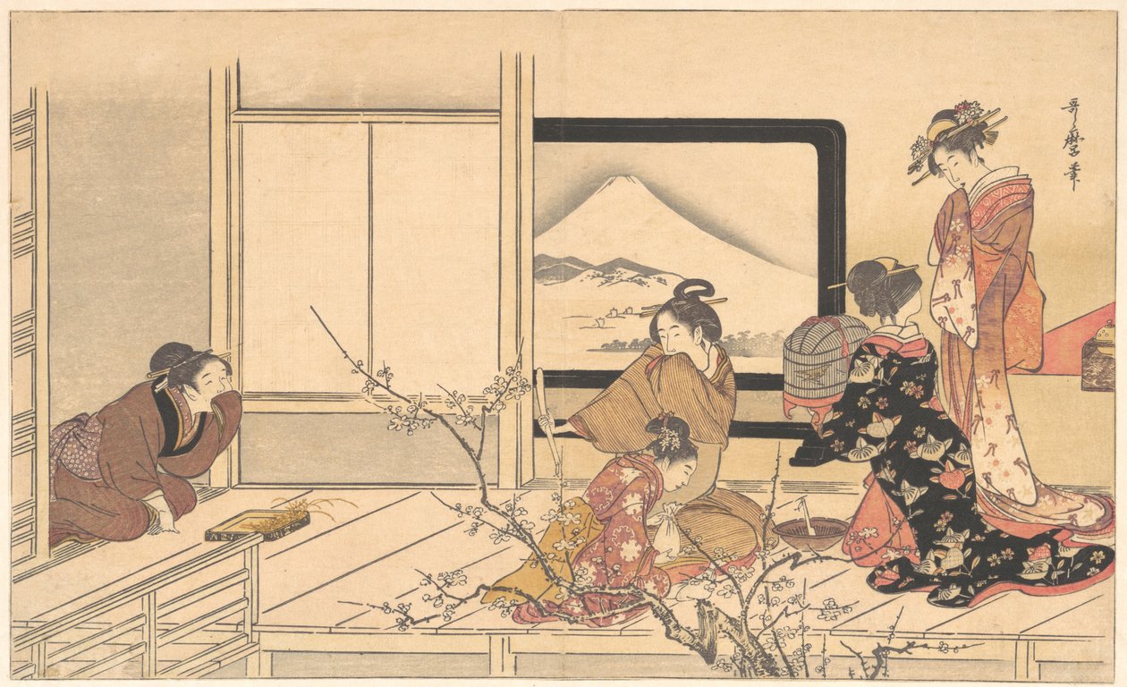 Tilbereder mad til sangeren..., 1798. af Kitagawa Utamaro