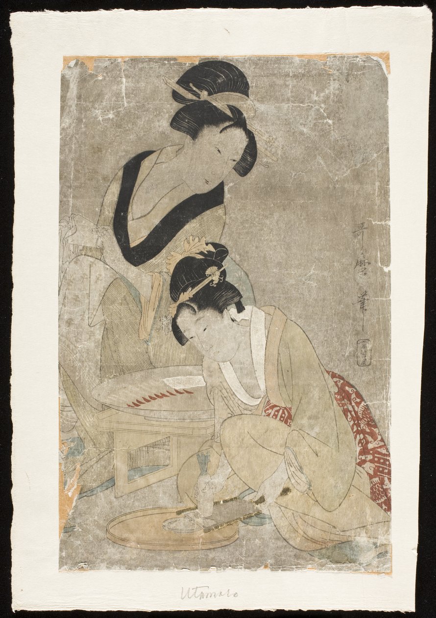Tilberedning af rå fisk af Kitagawa Utamaro