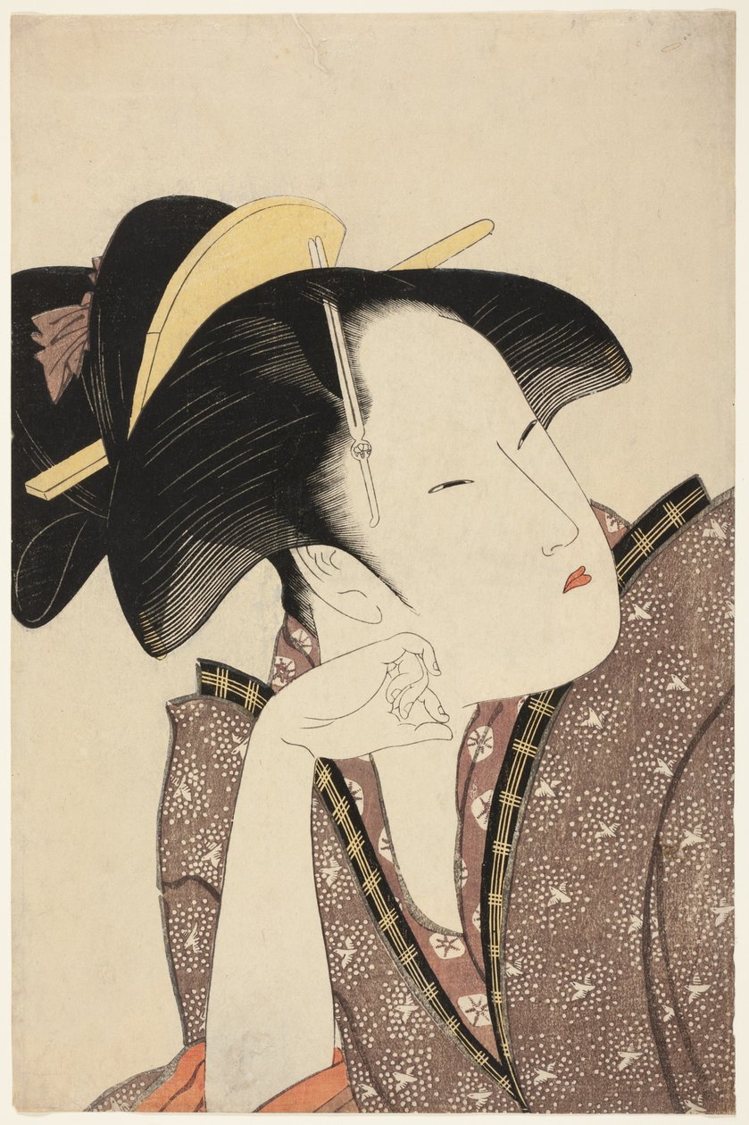 Reflekterende kærlighed, fra serien "Anthology of Poems: The Love Section (Kasen koi no bu) (Mono-omou koi)" af Kitagawa Utamaro