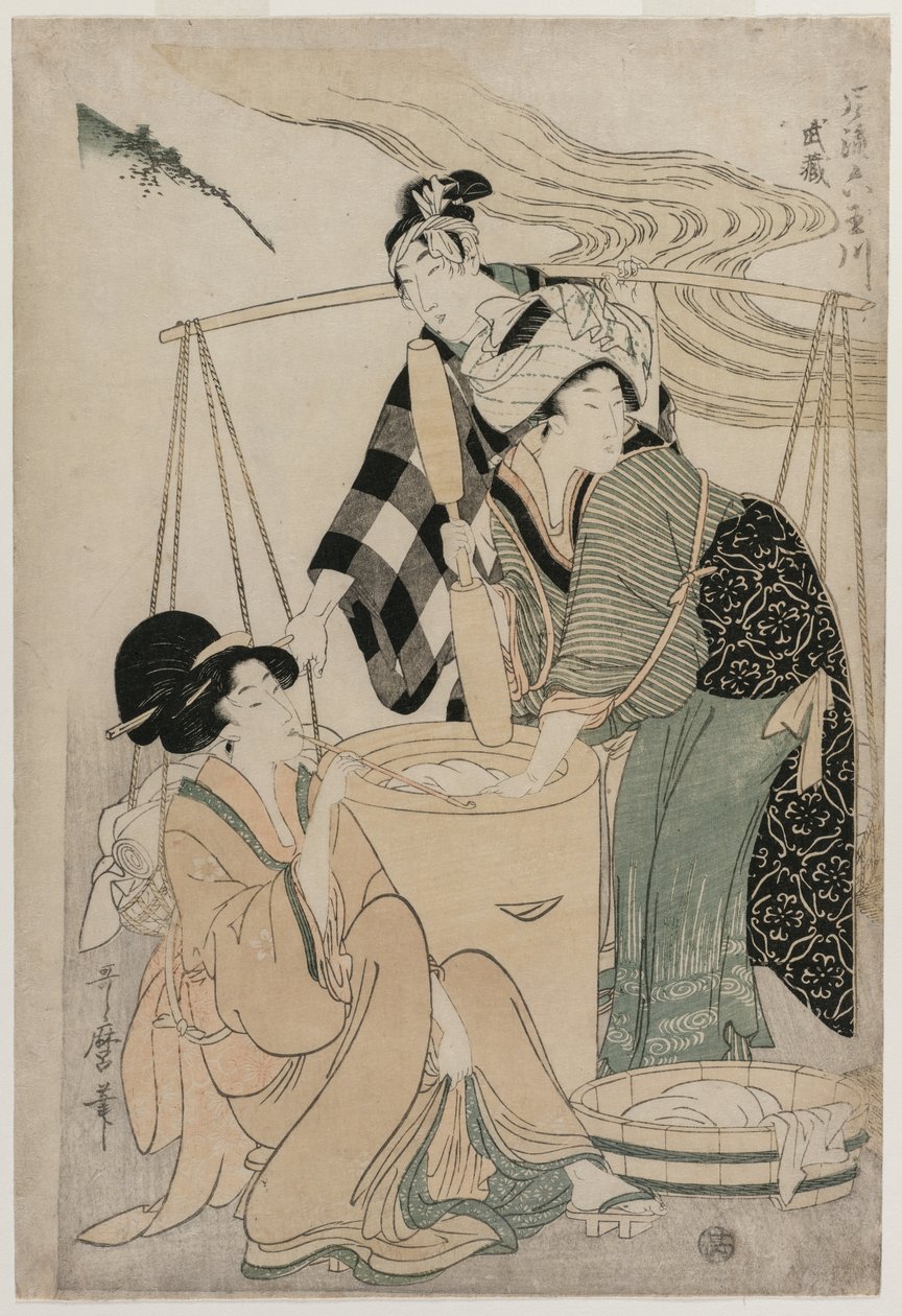 Settsu-provinsen fra serien Fashionable Six Jewel Rivers (Furyu Mu Tamagawa) af Kitagawa Utamaro