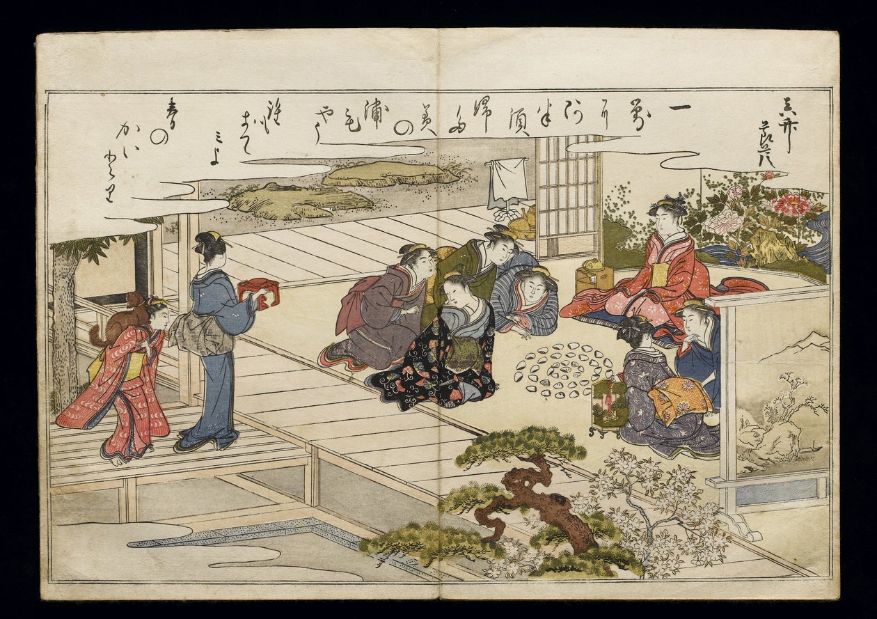 Shiohi no tsuto (Gaver fra Ebbe Tide), kendt som Shell Book, 1789 (farvet træbloktryk) af Kitagawa Utamaro