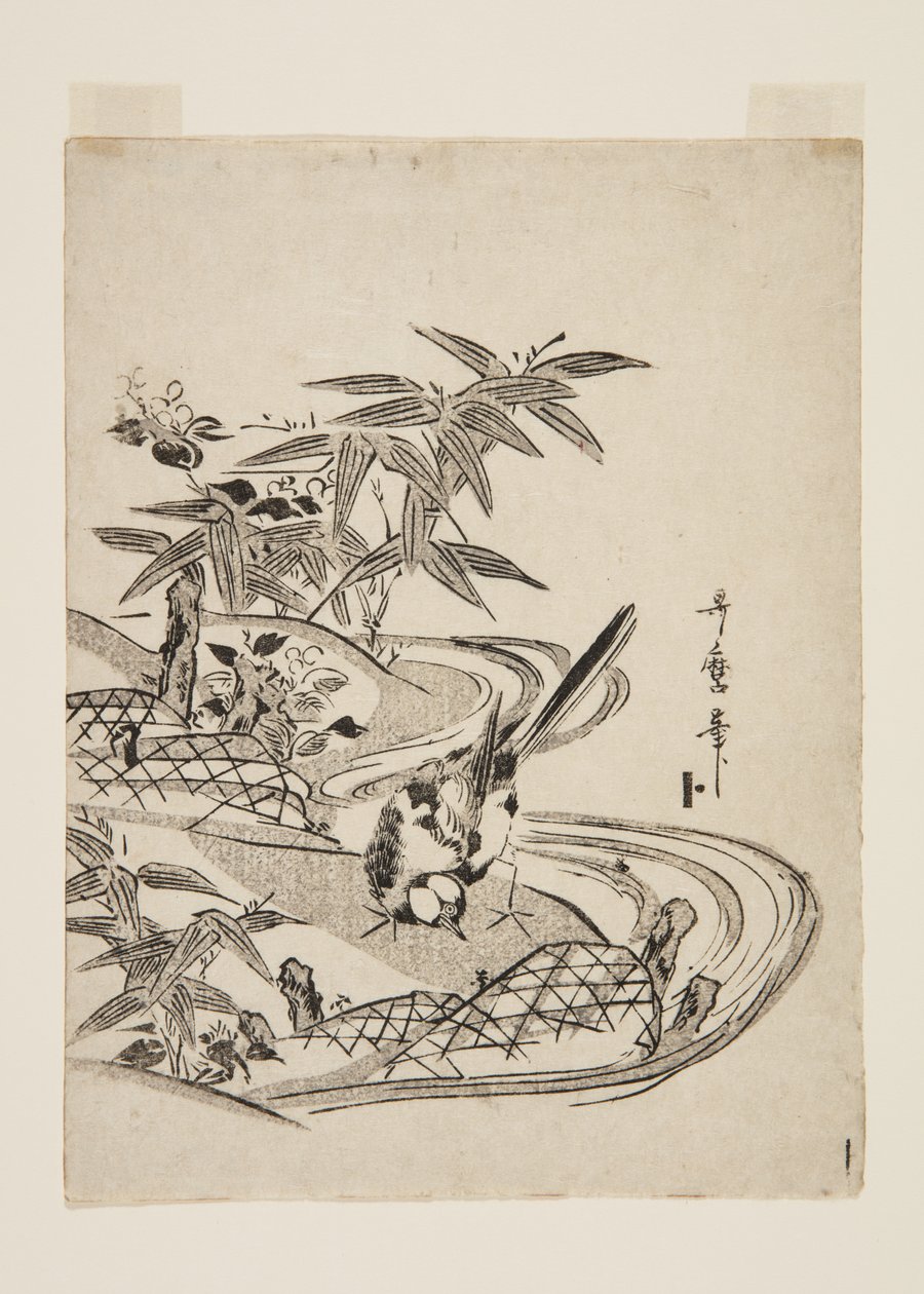 Sparrow (farvet træbloktryk) af Kitagawa Utamaro