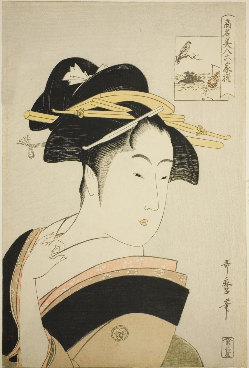 Takashima Ohisa, fra serien "Renowned Beauties Likened to the Six Immortal Poets (Komei bijin rokkasen)" af Kitagawa Utamaro