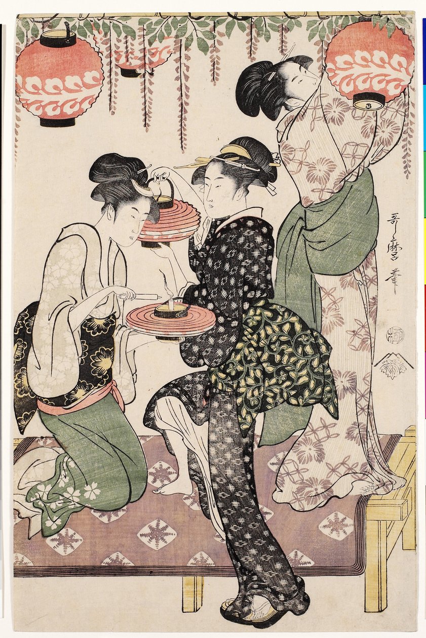 Teahouse-piger under en wistaria espalier, 1795 af Kitagawa Utamaro