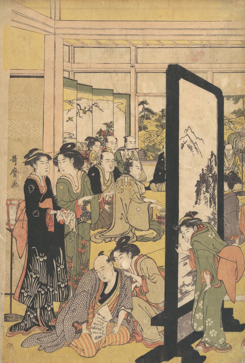 Kunstneren Kitao Masanobu slapper af ved en fest, 1790