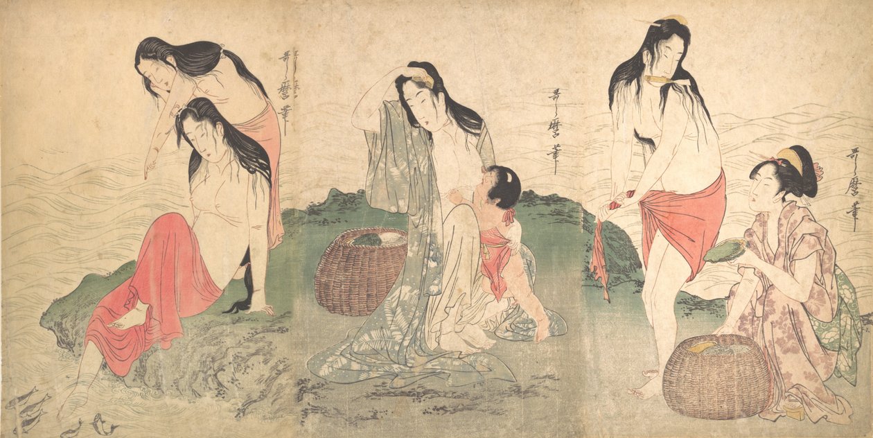 The Awabi Fishers, slutningen af det 18.-begyndelsen af det 19. århundrede. af Kitagawa Utamaro