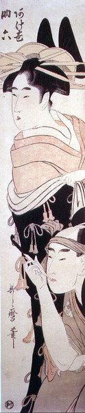 Courtesanen Agemaki og hendes galante Sukeroku, ca. 1797-98 (træbloktryk i farver) af Kitagawa Utamaro