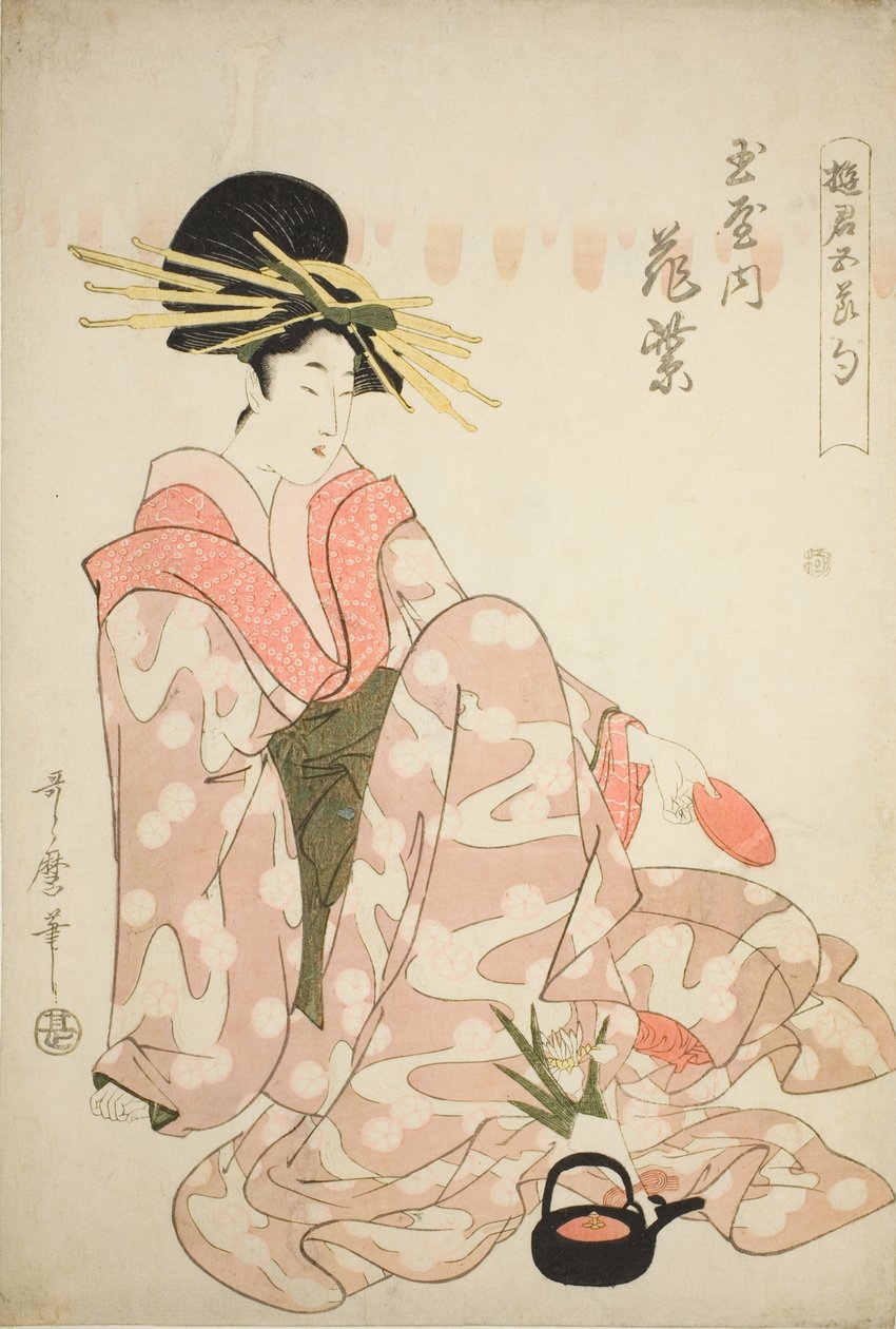 Courtesanen Hanamurasaki fra Tamaya, fra serien "Courtesans of the Five Festivals (Yukun gosekku)" af Kitagawa Utamaro