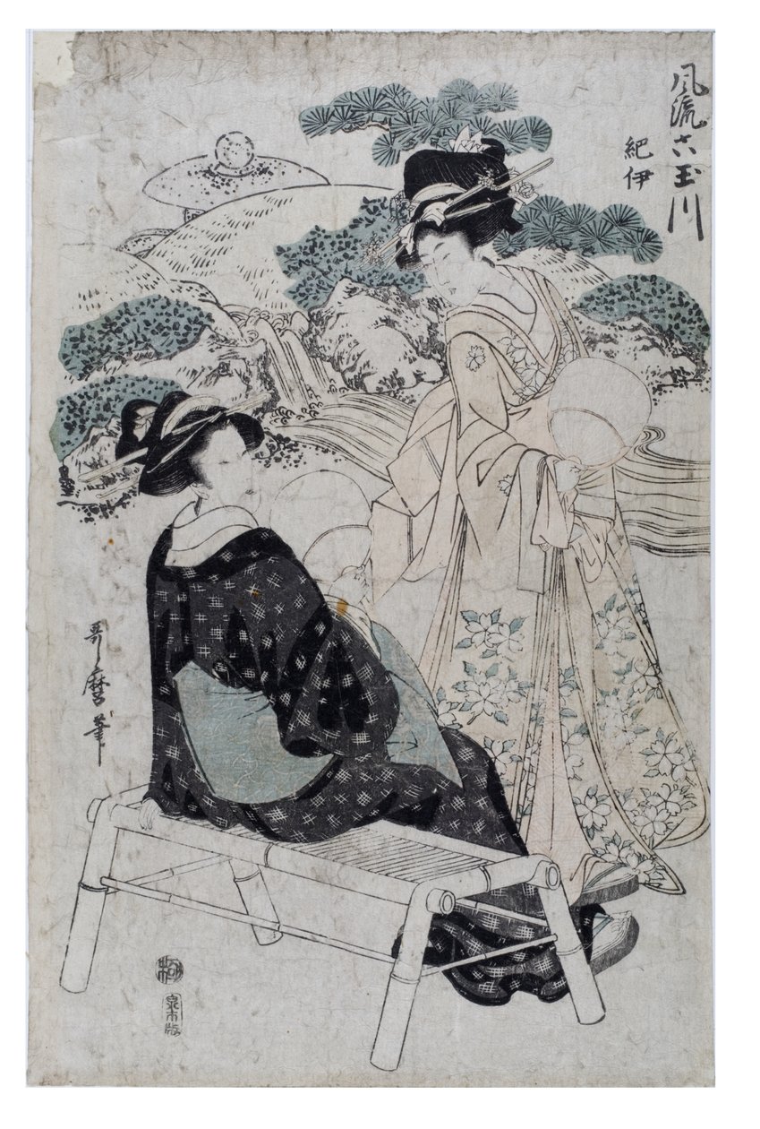 The Elegant Six Jewel Rivers, ca. 1800-1805 (træbloktryk på papir) af Kitagawa Utamaro