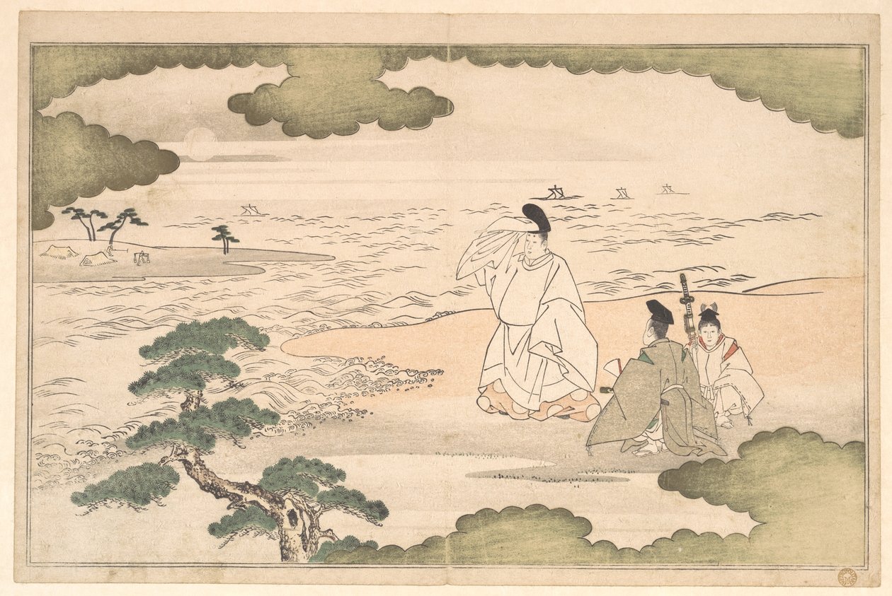Yukihiras eksil i Suma af Kitagawa Utamaro