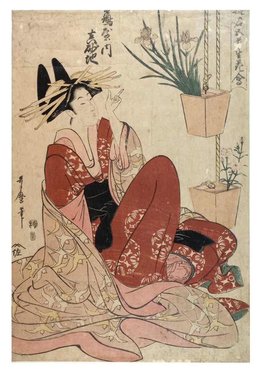 Årstidernes blomster - forår, Edo-perioden, ca. 1805 (træsnit på papir) af Kitagawa Utamaro