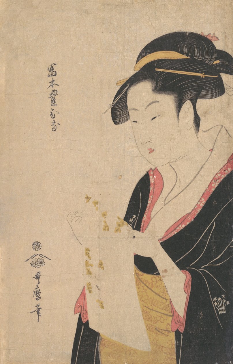 Lady Tomimoto Toyohina læser et brev, 1790. af Kitagawa Utamaro