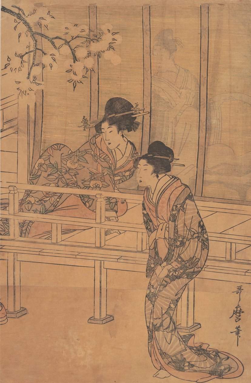 Lady of Rokujo får besøg af prinsesse Aoi, ca. 1805. af Kitagawa Utamaro