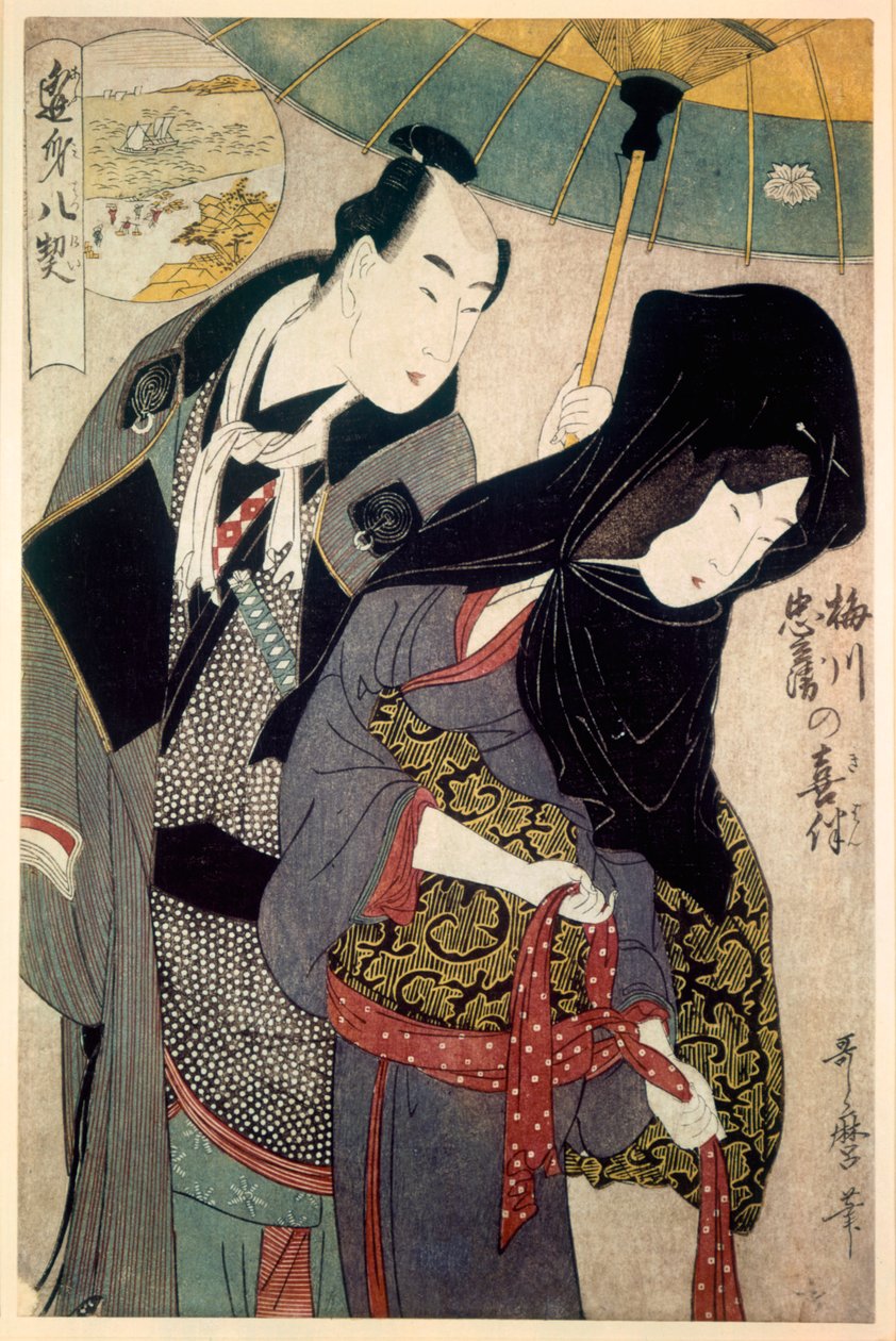 The Lovers, Chubei og Umezawa, slutningen af det 18. tidlige 19. århundrede. af Kitagawa Utamaro