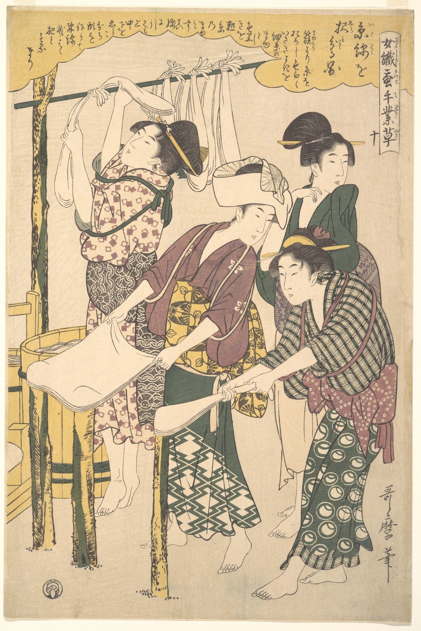 Fremstilling af silkevat af Kitagawa Utamaro
