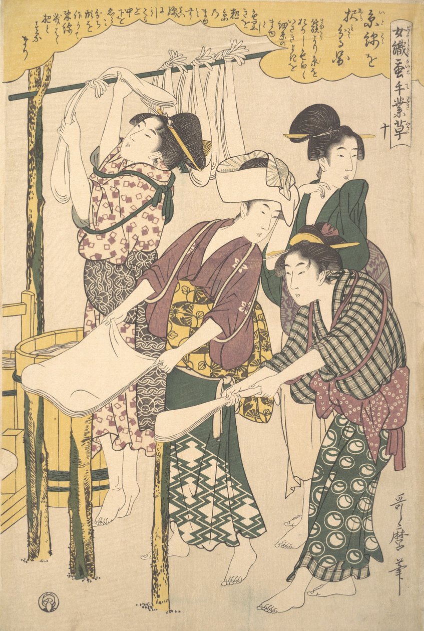 Fremstillingen af silketråd, ca. 1790. af Kitagawa Utamaro