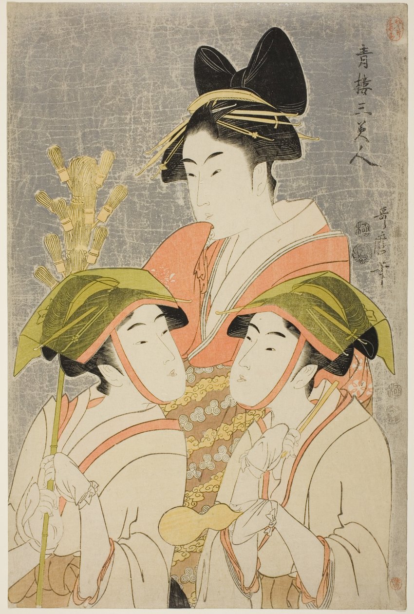 Three Beautiers of Yoshiwara af Kitagawa Utamaro