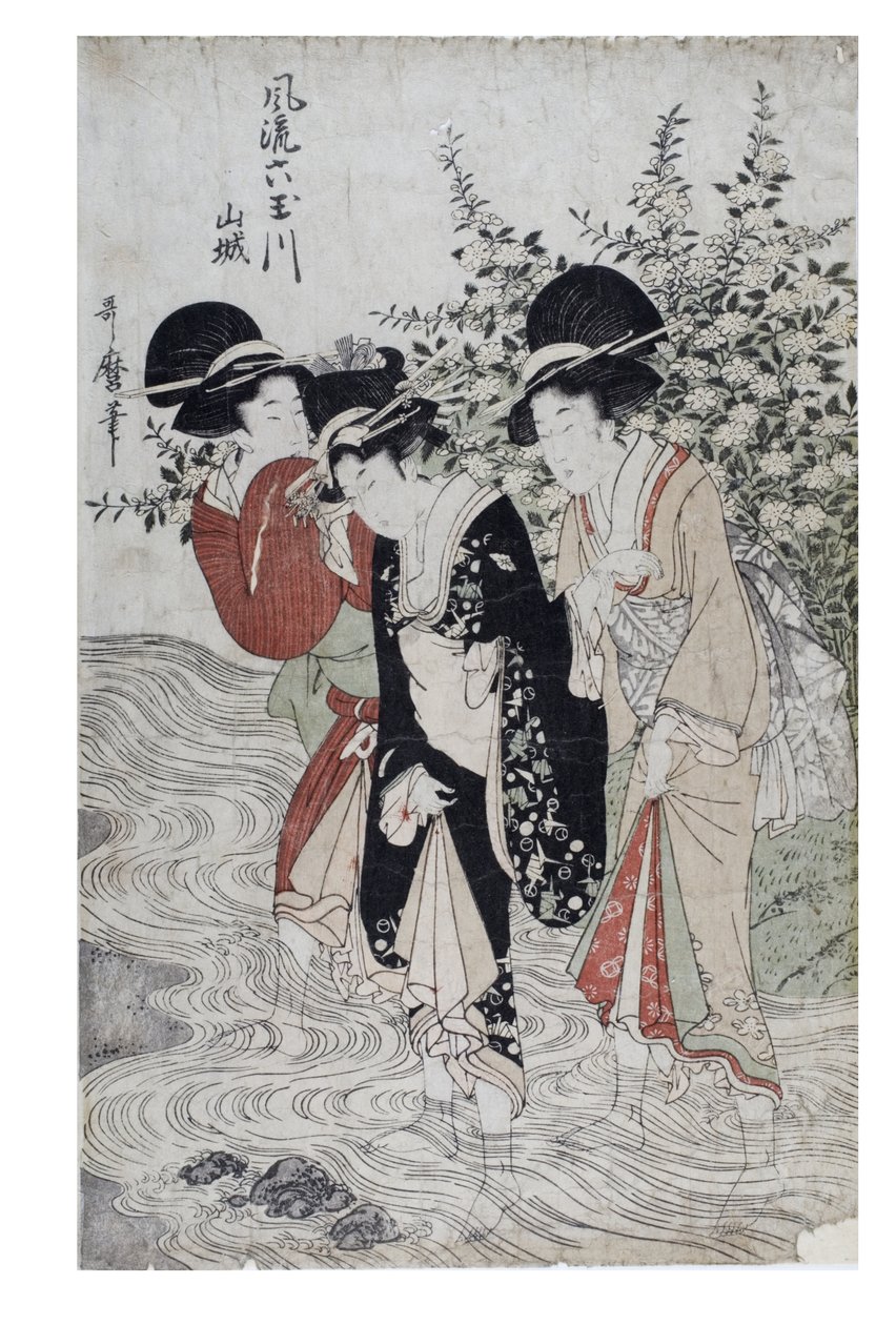 Tre Bijin i floden, Edo-perioden, ca. 1790-1804 (træsnit på papir) af Kitagawa Utamaro