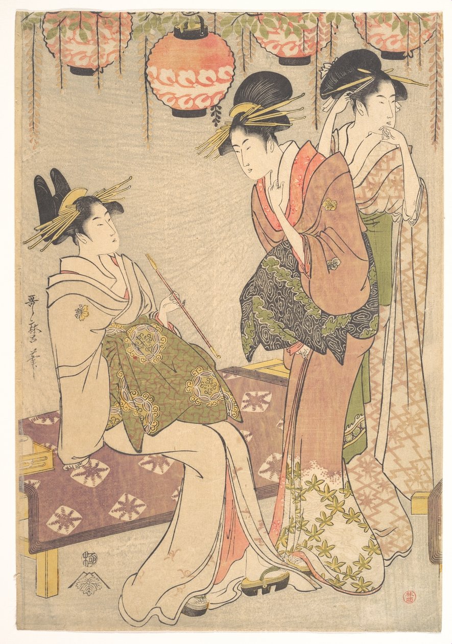 Tre kurtisaner af Kitagawa Utamaro
