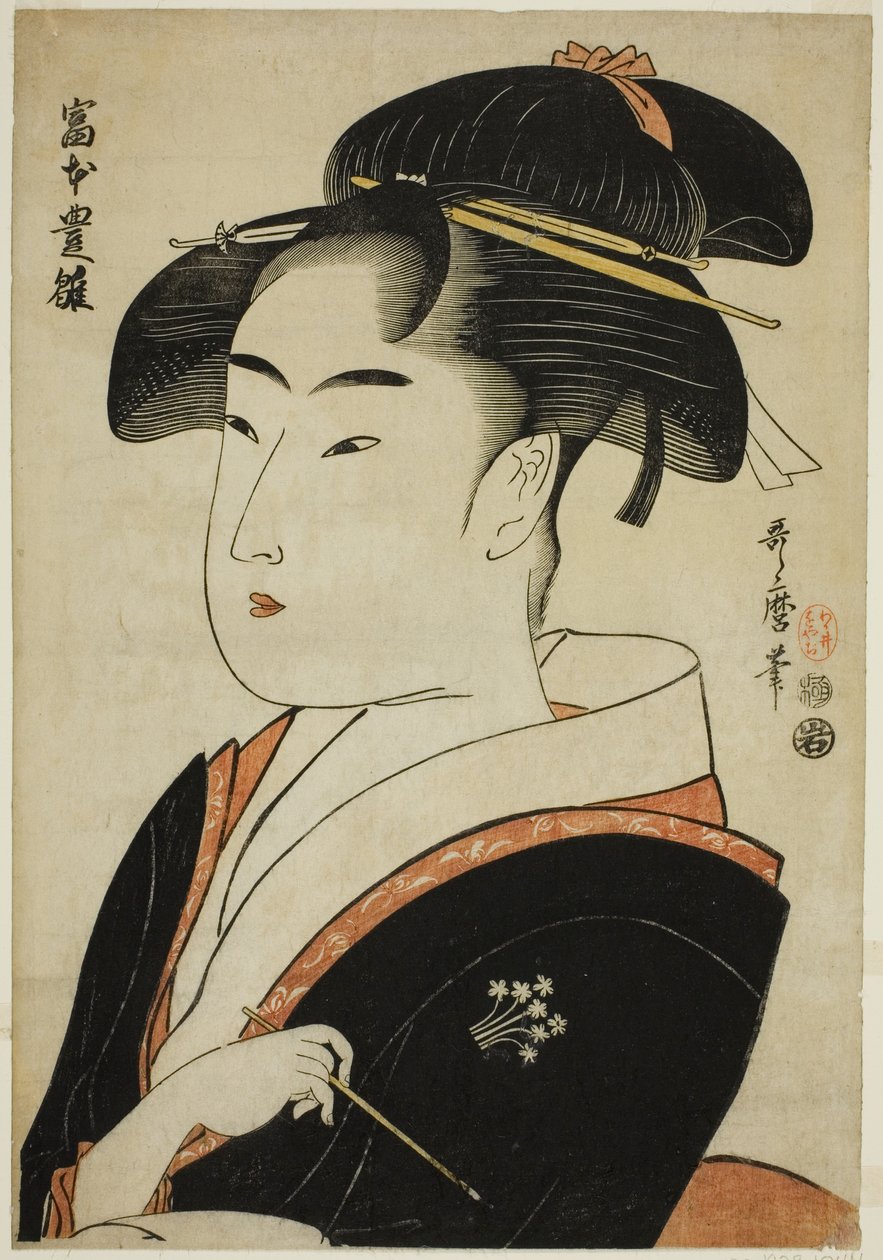 Toyohina Tomimoto, fra seriens "fa network s beautie s of Edo (Edo old name beauty)" af Kitagawa Utamaro