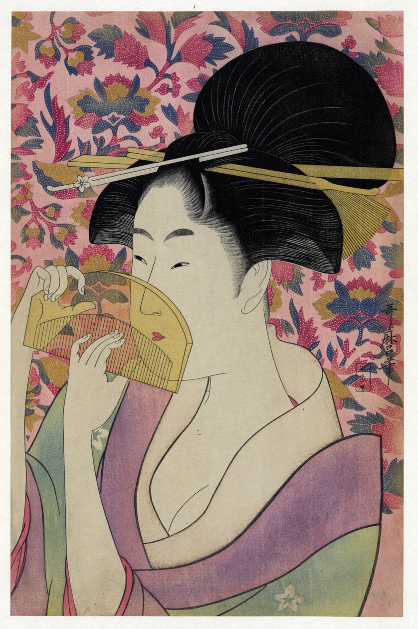 Tutamaro på den gennemsigtige kam, Kitagawa (1753-1806) af Kitagawa Utamaro
