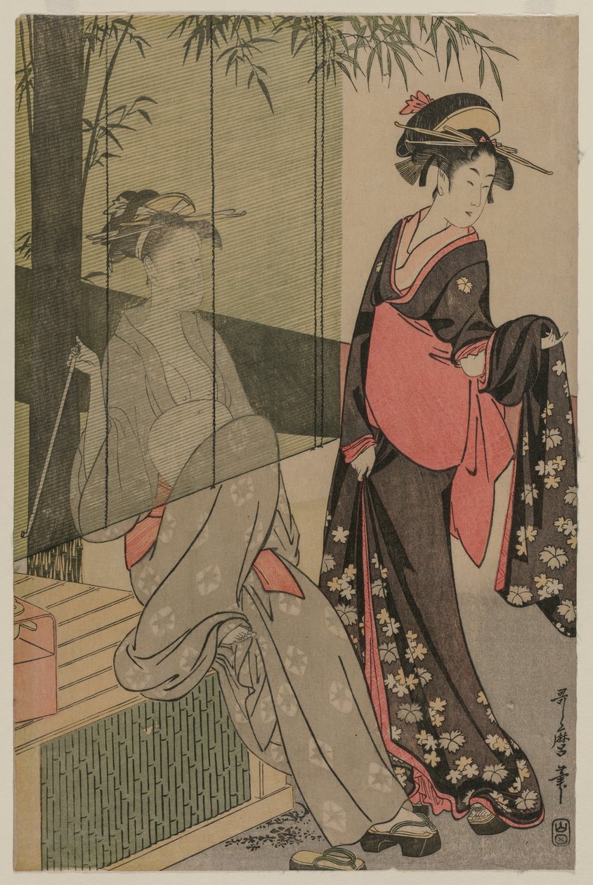 To kvinder af en bambusgardin af Kitagawa Utamaro