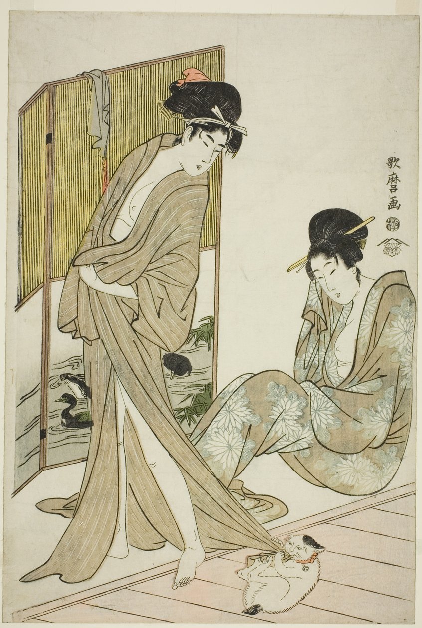 To unge kvinder efter et bad af Kitagawa Utamaro