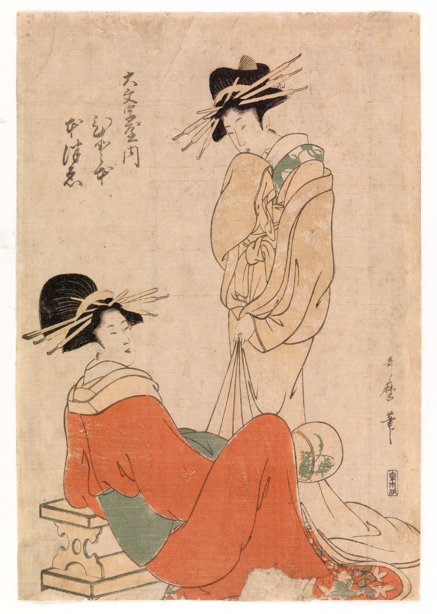 To kurtisaner, ca. 1800-10 (farvetræsnit) af Kitagawa Utamaro