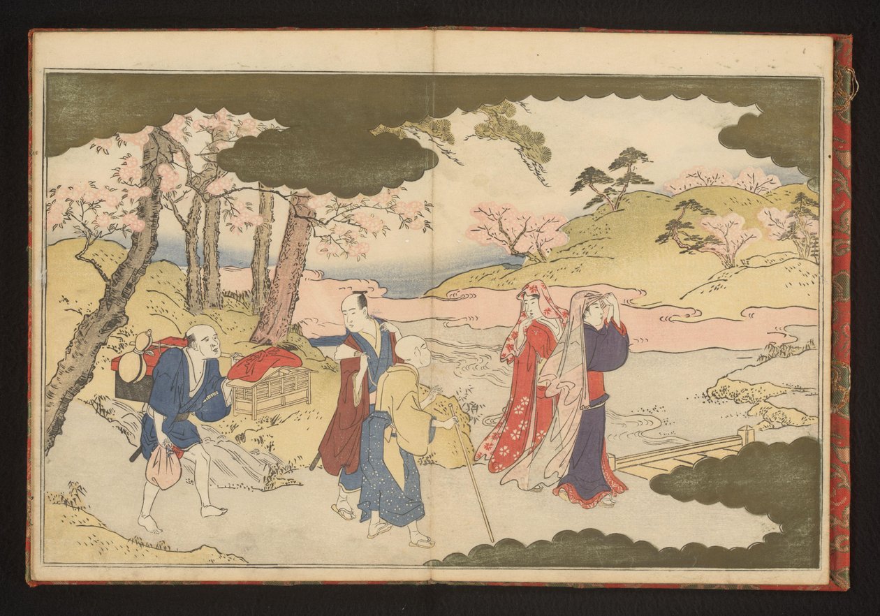 To damer ser på blomster i Kyoto af Kitagawa Utamaro