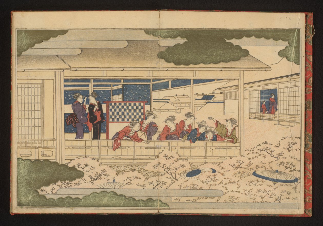 Se paraden ned ad hovedgaden, Nakanochô, i Yoshiwara fornøjelseskvarteret af Kitagawa Utamaro