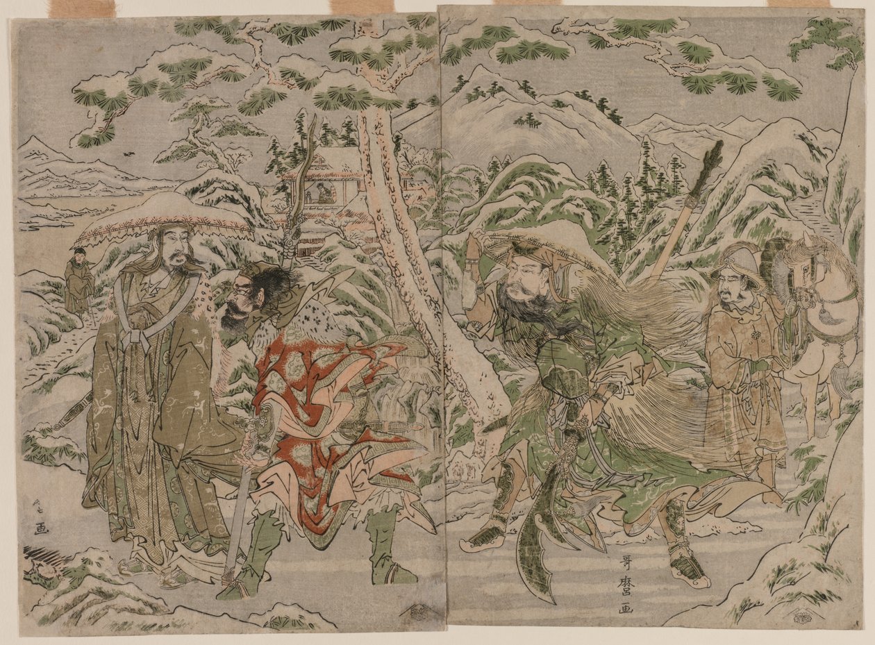 Vinterscene fra de tre kongerigers romantik af Kitagawa Utamaro