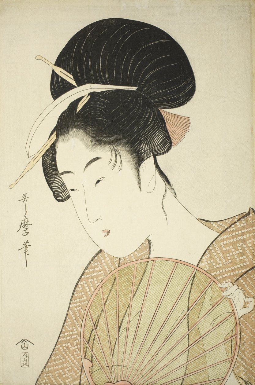 Kvinde med en rund vifte, ca. 1797 af Kitagawa Utamaro