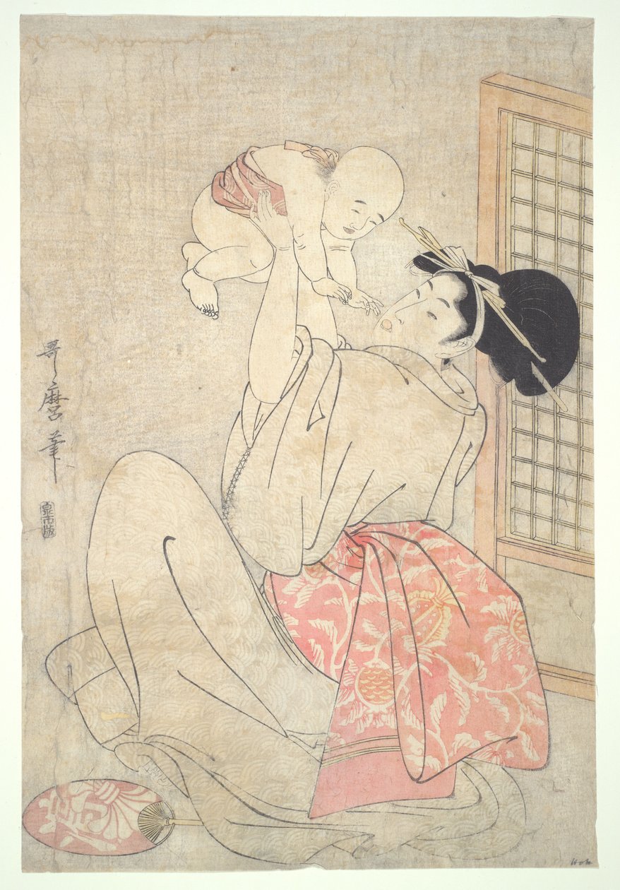 Kvinde og baby af Kitagawa Utamaro