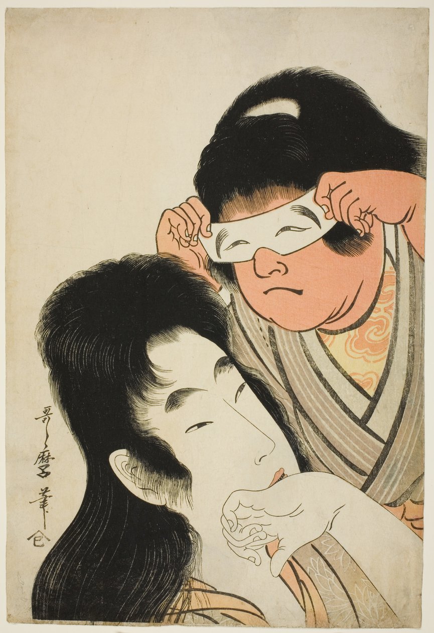Yamauba med Kintaro, der holder en legetøjsmaske af Kitagawa Utamaro