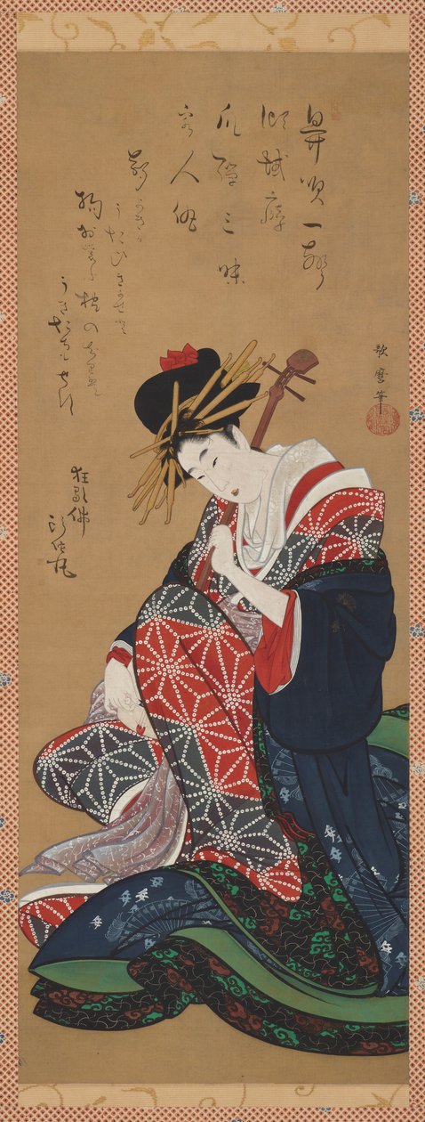 Shamisen Player, Edo-periode, slutningen af det 18.-begyndelsen af det 19. århundrede. af Kitagawa Utamaro II