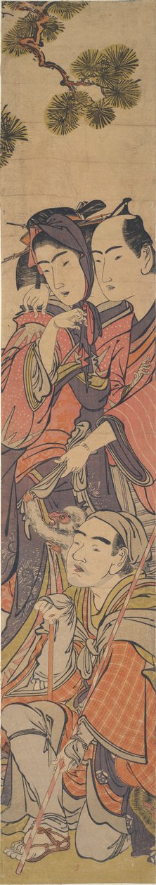 Oshun og Dembei leger med aben på Yojir? af Kitao Masanobu