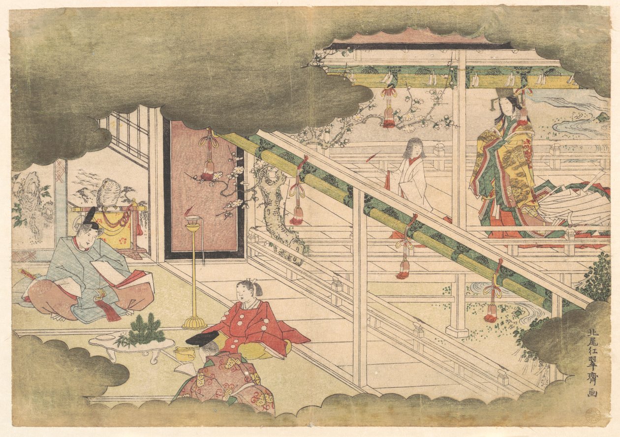 En hændelse fra Fortællingerne om Ise (Ise Monogatari) af Kitao Shigemasa