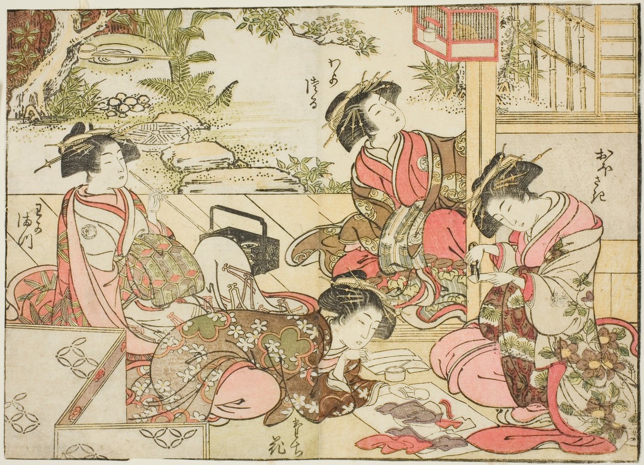 Courtesans of Otawaraya, fra bogen "Mirror of Beautiful Women of the Pleasure Quarters (Seiro bijin awase sugata kagami)," vol. 2 af Kitao Shigemasa
