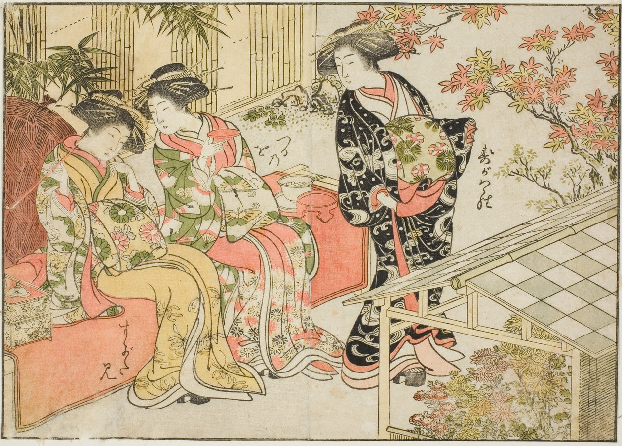 Courtesans of Tsuruya, fra bogen "Mirror of Beautiful Women of the Pleasure Quarters (Seiro bijin awase sugata kagami)," vol. 2 af Kitao Shigemasa