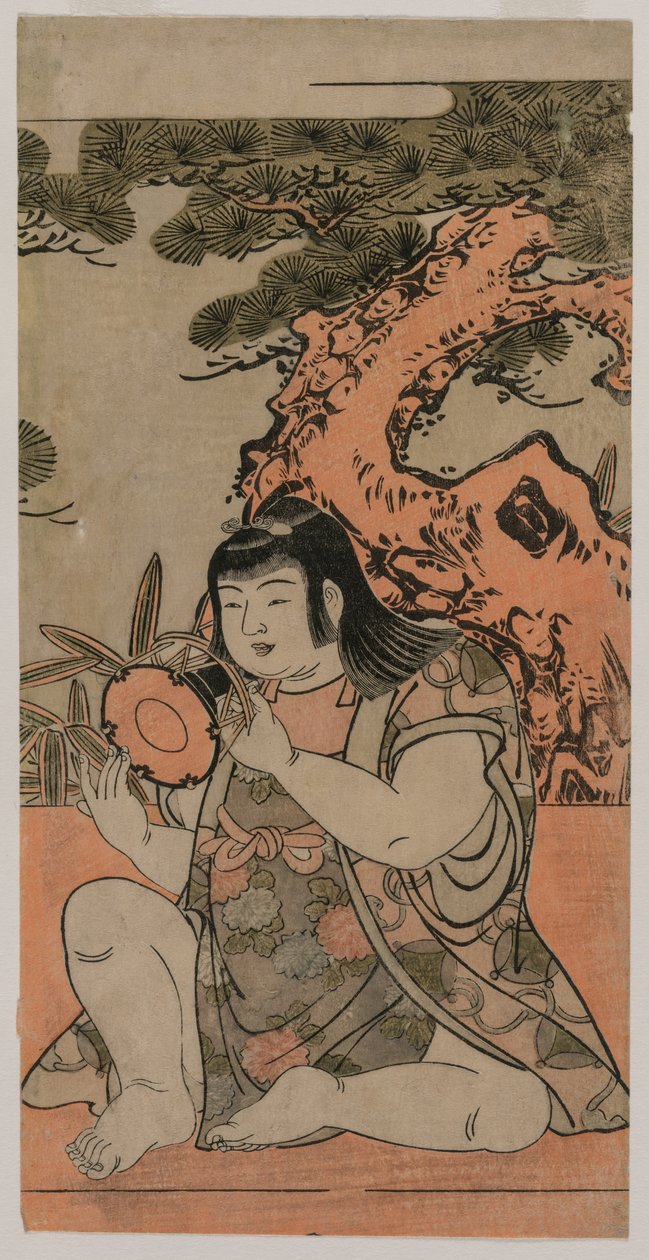 Dukke, der spiller på en håndtromme af Kitao Shigemasa