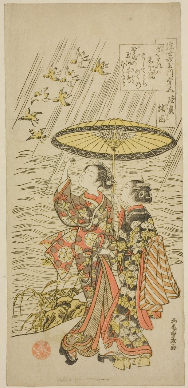 Nr. 5: Noda River i Mutsu-provinsen, fra serien "Six Jewel Rivers of the Floating World (Ukiyo Mu Tamagawa)" af Kitao Shigemasa