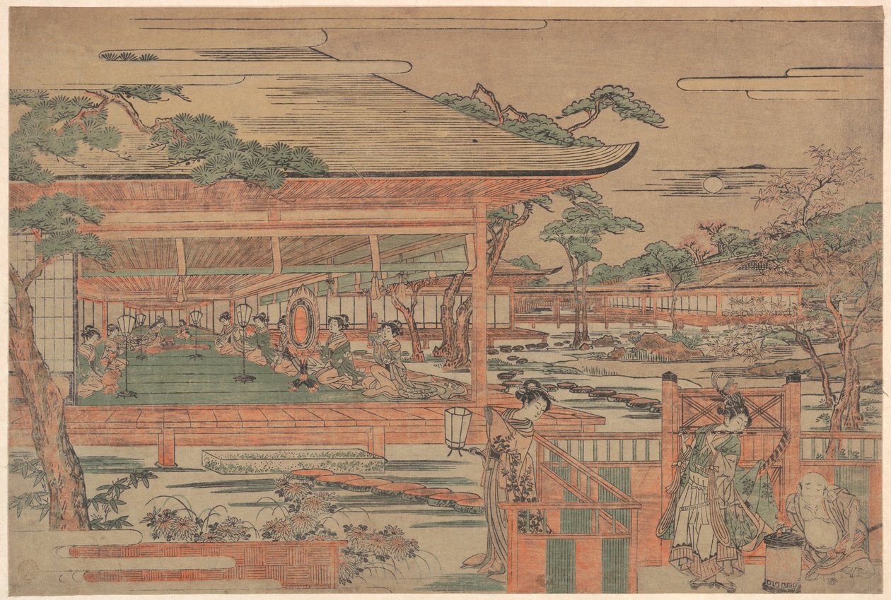 Ushiwaka, den unge Yoshitsune, bringer Jorurihime en serenade af Kitao Shigemasa
