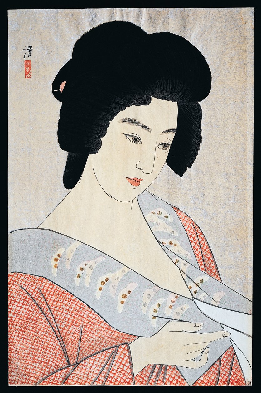 Geisha Ichiyen, 1933, af Kiyoshi Kobayakawa (1896-1948), Oban wo d ward, 40,5 x 26 cm, Meiji-Morowa periode, Japan, 20. linje af Kiyoshi Kobayakawa