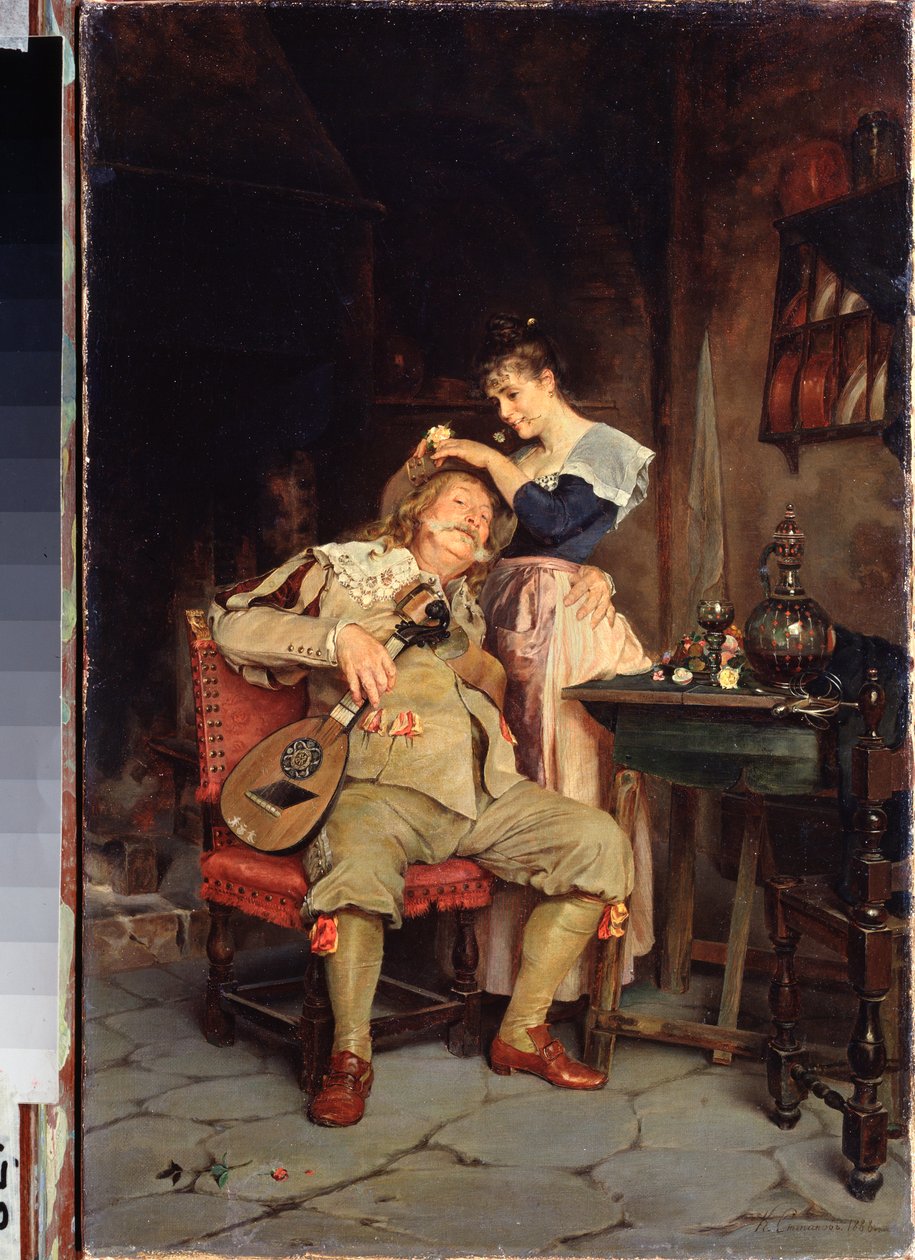 Der er ingen tåbe som en gammel tåbe - Maleri af Klavdi Petrovich Stepanov (1854-1910), olie på lærred af Klavdi Petrovich Stepanov