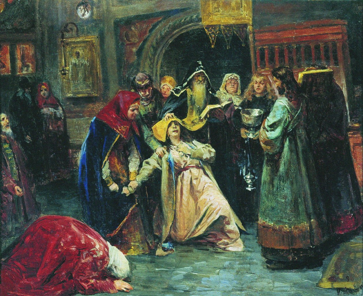 Den tvungne tonsur, 1896 af Klavdiy Vasilievich Lebedev