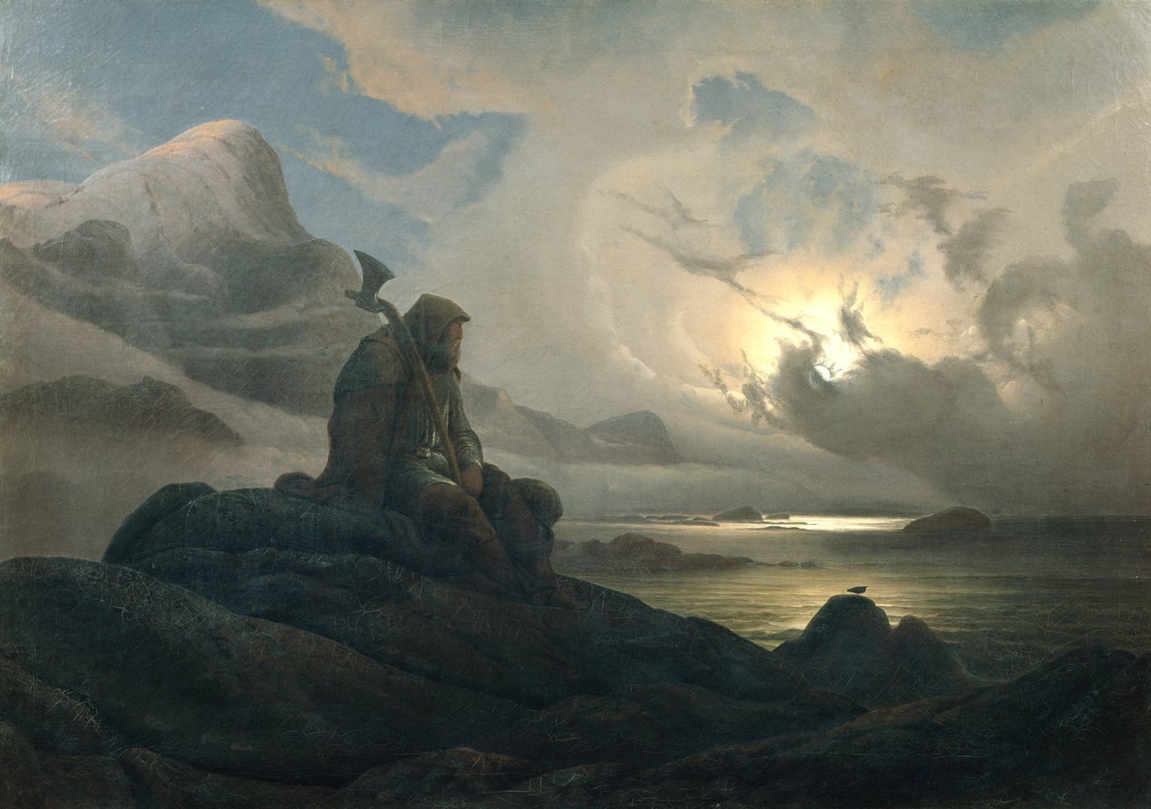 Kystlandskab med person af Knud Andreassen Baade